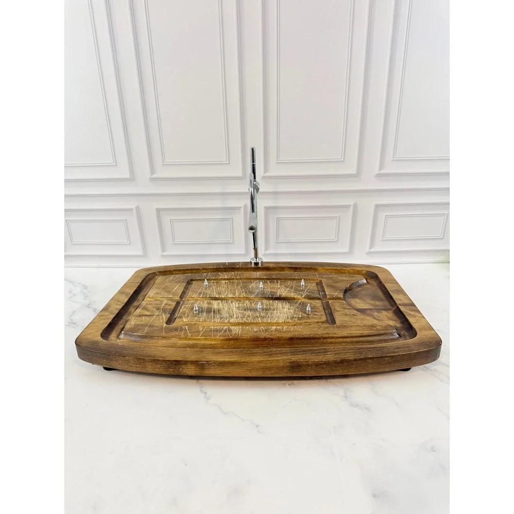VTG Walnut Solid Wood Carving Board With Metal